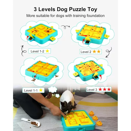 LACCEN 3 az 1-ben Interaktív Kutya Játék - IQ Fejlesztő Jutalomfalat Adagoló Puzzle Minden Méretű Kutyának Unalom Ellen