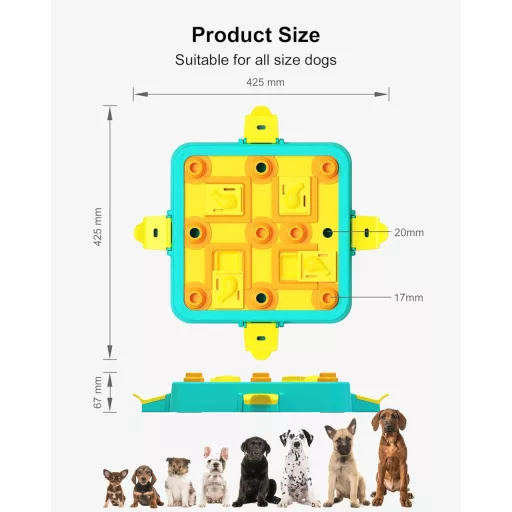 LACCEN 3 az 1-ben Interaktív Kutya Játék - IQ Fejlesztő Jutalomfalat Adagoló Puzzle Minden Méretű Kutyának Unalom Ellen