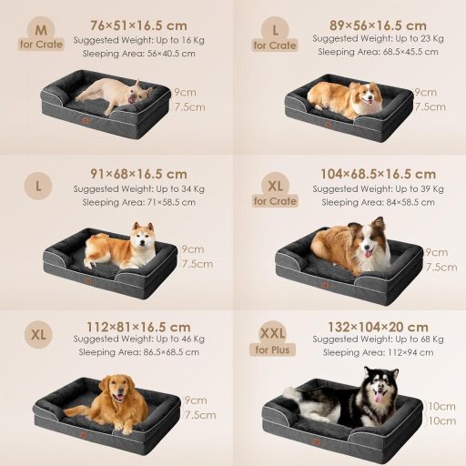 EHEYCIGA Ortopédikus Kutyaágy Nagy Kutyáknak, Memóriahabos Kutyafekhely Mosható Huzattal, Vízálló, Csúszásgátló Kutyakanapé Magas Peremmel