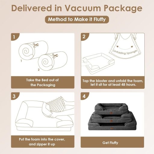 EHEYCIGA Ortopédikus Kutyaágy Nagy Kutyáknak, Memóriahabos Kutyafekhely Mosható Huzattal, Vízálló, Csúszásgátló Kutyakanapé Magas Peremmel