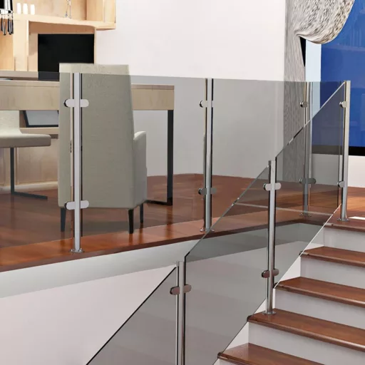 ABONOK 304 Inox Stup za staklenu ogradu 105 cm - Sustav ograde za balkone, terase i stubišta za staklene ploče 10-12 mm, srebrni