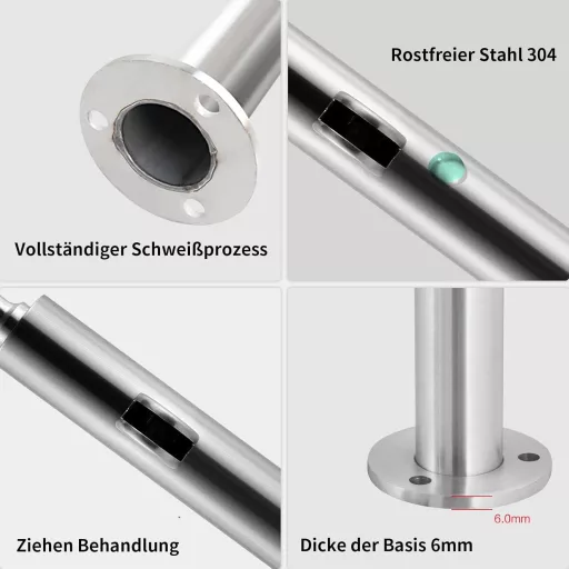 ABONOK 304-es Rozsdamentes Acél Üvegkorlát Oszlop 105 cm - Erkély, Terasz, Lépcső Korlátrendszer 10-12 mm Üveglapokhoz, Ezüst
