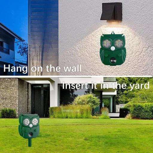 Sperietor de animale solară cu ultrasunete Bogutongjin, cu LED intermitent, rezistentă la apă IP44