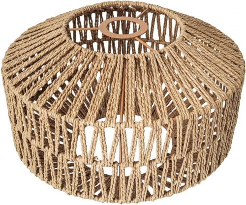 MagiDeal Abajur împletit din hârtie 30x19cm - Abajur rotund pentru lampă suspendată, decor pentru living, sufragerie, dormitor - Stil rustic clasic - Alb