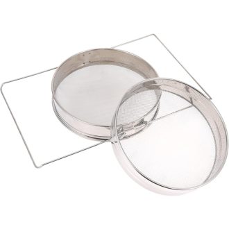   FUNOMOCYA Rozsdamentes Acél Méz Szűrő - Dupla Rétegű Méhészeti Eszköz, Könnyen Tisztítható, 24 cm, Méhészeknek