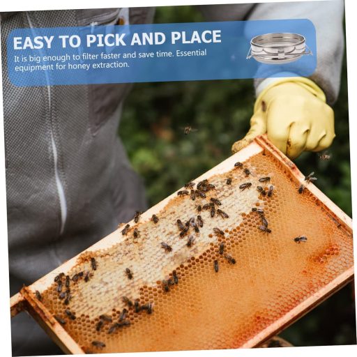 FUNOMOCYA Filtru de miere din oțel inoxidabil - Instrument apicol cu strat dublu, ușor de curățat, 24 cm, pentru apicultori