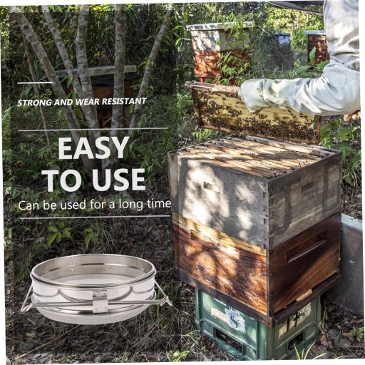 FUNOMOCYA Filtru de miere din oțel inoxidabil - Instrument apicol cu strat dublu, ușor de curățat, 24 cm, pentru apicultori