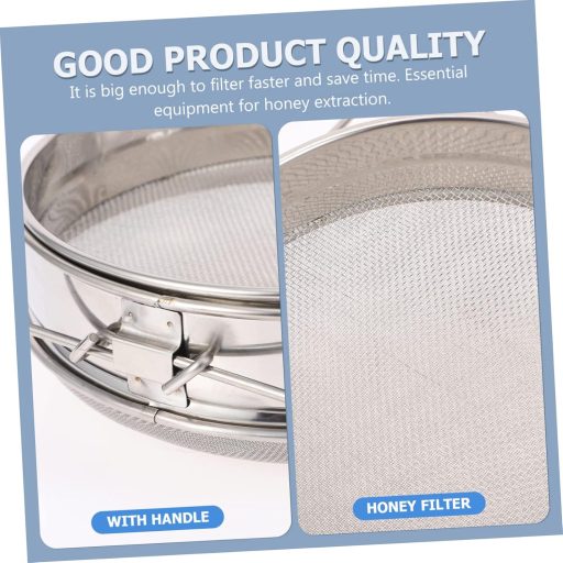 FUNOMOCYA Filtru de miere din oțel inoxidabil - Instrument apicol cu strat dublu, ușor de curățat, 24 cm, pentru apicultori