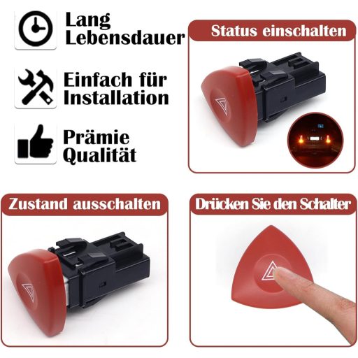 HISports Veszélyjelzés Kapcsoló Vauxhall Vivaro Renault Espace MK IV 2001-2010
