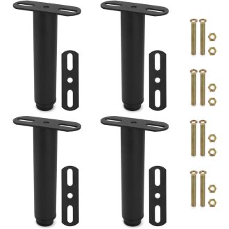   QWORK 4 darabos bútor láb magasságállítható 180-330 mm vasalap csavarható lemezzel fekete