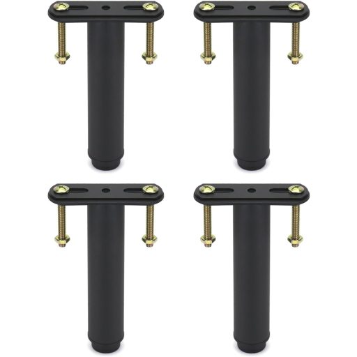 QWORK 4 darabos bútor láb magasságállítható 180-330 mm vasalap csavarható lemezzel fekete