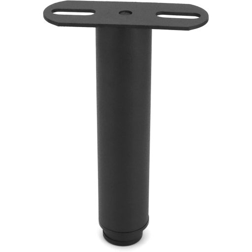 QWORK Set 4 picioare pentru mobilă reglabile pe înălțime 180-330 mm, bază de fier cu placă de fixare prin înșurubare, negru