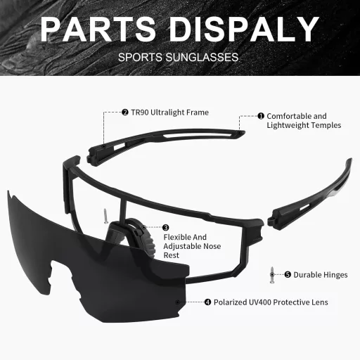 Ochelari de soare sport polarizați Suoso pentru bărbați și femei - Ochelari de ciclism UV400