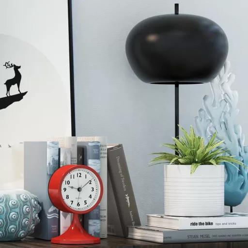 Ceas deșteptător retro de masă AYRELY de 3 inchi, roșu, ceas analogic silențios cu iluminare