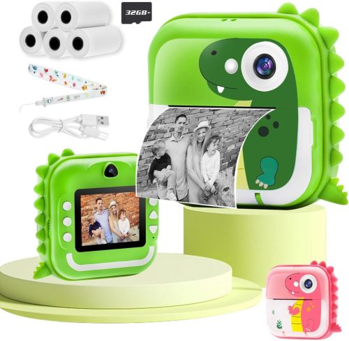 TOYOGO Instant Fényképezőgép Gyerekeknek - 24MP Dupla Lencsés Digitális Kamera, 2,4" Kijelző, 1080P Videó, Azonnali Nyomtatás, 32GB SD Kárty