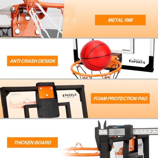 Anzmtosn Mini Kosárlabda Gyűrű Szett 23cm Fali Labdahálóval és Pumpával