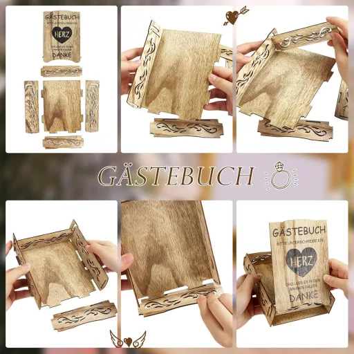 WIAZZLUK Fa Esküvői Vendégkönyv Szív Alakú Dekorációval, 25 db Szív Lufi, Ceruza, Toll, Tároló Doboz, Személyre Szabható