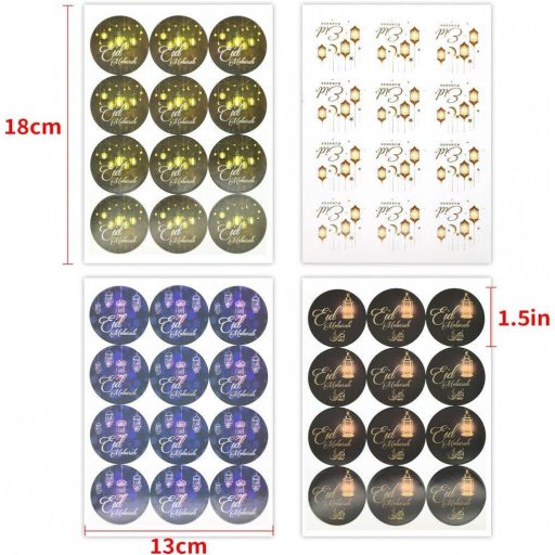 Eid Mubarak Samoljepljive Naljepnice - 8 Listova Blagdanskih Dekoracija za Poklone