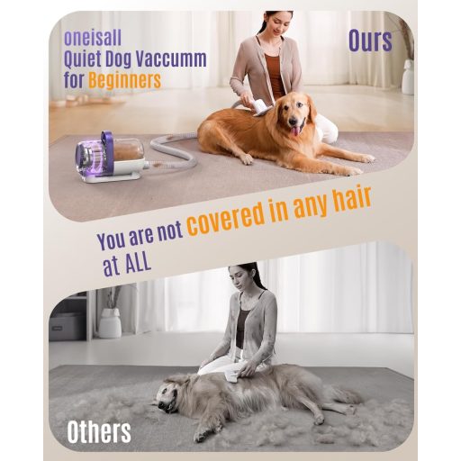 oneisall Kutyaszőr Porszívó 12000Pa Szívóerővel - 4 Ápoló Eszközzel, Egyetlen Gombos Szőreltávolító Kefe, Csendes Működés, Ideális Golden Re