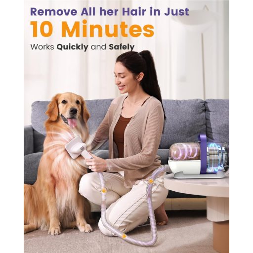oneisall Kutyaszőr Porszívó 12000Pa Szívóerővel - 4 Ápoló Eszközzel, Egyetlen Gombos Szőreltávolító Kefe, Csendes Működés, Ideális Golden Re