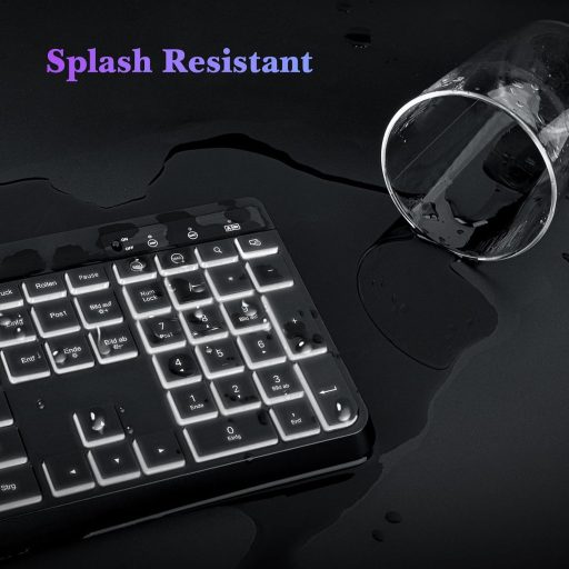 Tastatură de gaming wireless TECURS QWERTZ, LED alb, ergonomică, rezistentă la apă, 2.4GHz