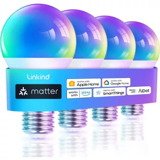   Linkind Smart RGBTW LED izzó E27 WiFi Alexa 4db szett, 1800-6500K színváltó okos lámpa