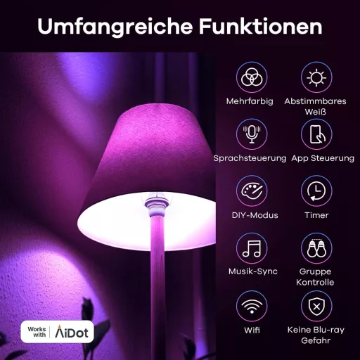 Set 4 becuri LED inteligente Linkind RGBTW E27 WiFi, compatibile Alexa, 1800-6500K, lumină inteligentă cu schimbare de culoare
