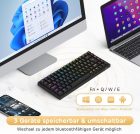 RK ROYAL KLUDGE RK84-DE 75% Kompakt Mechanikus Gamer Billentyűzet, Kék Kapcsolók, RGB Háttérvilágítás, Bluetooth/2.4GHz, Mac és Windows Komp