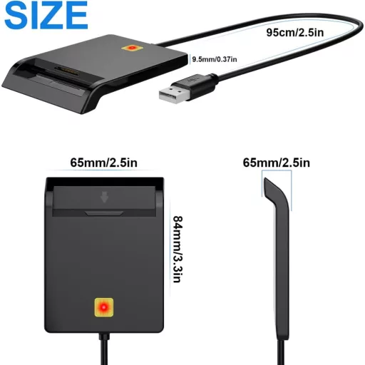 Rocketek USB Kártyaolvasó - Személyi Igazolvány, CAC, SIM Kártya Kompatibilis - PC/SC Smart Card Reader Windows, Mac, Linux Rendszerekhez -