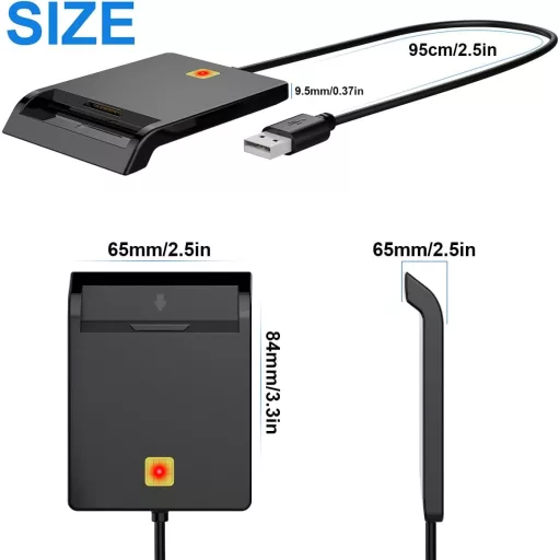 Rocketek Cititor de carduri USB - Compatibil cu cartea de identitate, CAC, cartelă SIM - Cititor de carduri inteligente PC/SC pentru Windows, Mac, Linux -