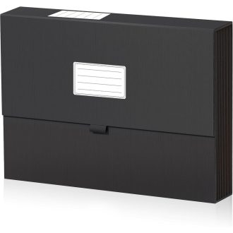   JiaWei Organizator documente tip armonică - A4, 13 compartimente, cu închidere magnetică, etichete, carton extra-rezistent 2250g/m², negru, capacitate 250 file