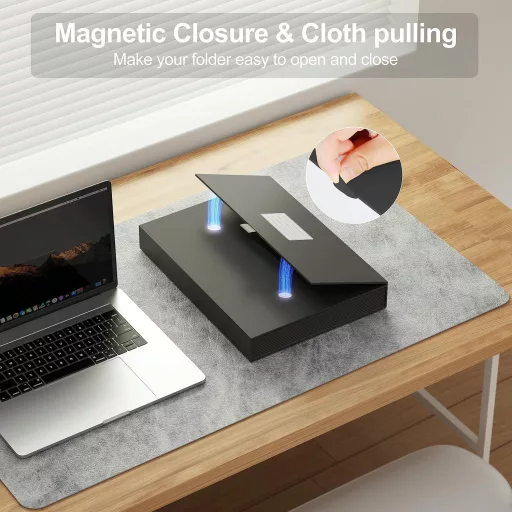 JiaWei Harmonika Irattartó - A4 13 Rekeszes Dokumentumrendező Mágneses Fedéllel, Címkékkel, Extra Erős 2250g/m² Kartonból, Fekete, 250 Lap K