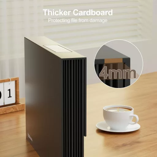 JiaWei Harmonika Irattartó - A4 13 Rekeszes Dokumentumrendező Mágneses Fedéllel, Címkékkel, Extra Erős 2250g/m² Kartonból, Fekete, 250 Lap K