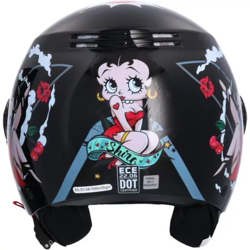 Otvorená motocyklová prilba Shiro La Betty, schválená ECE, čierna, XS 53/54