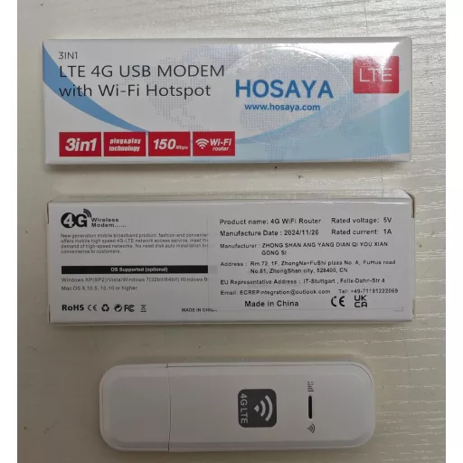HOSAYA 4G USB WiFi Router SIM Kártya Foglalattal - Hordozható Hotspot Modem, Nagy Sebességű Mobil Internet, Utazáshoz Ideális Mini Modem