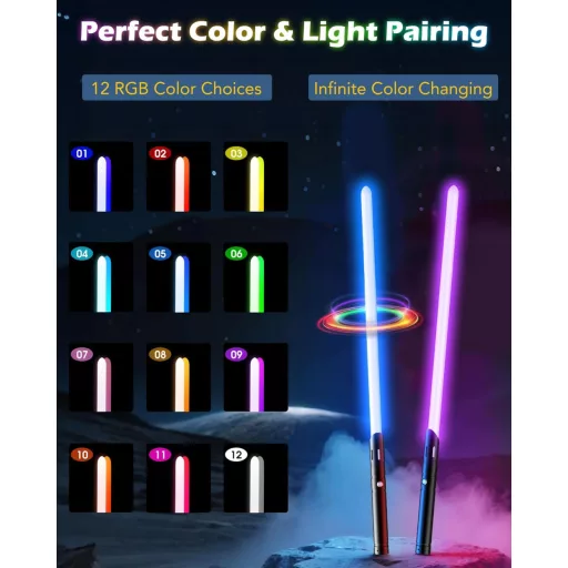 ANASABER Dupla Pengés Világítófegyver 4 Hangeffekt 12 RGB Szín Fém Nyél 2db