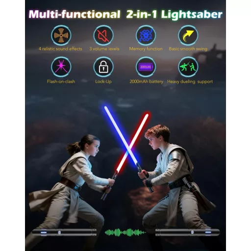 ANASABER Dupla Pengés Világítófegyver 4 Hangeffekt 12 RGB Szín Fém Nyél 2db