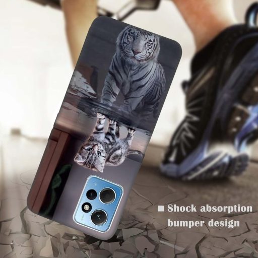 DiaryTown Állat Mintás Szilikon Tok Xiaomi Redmi Note 12 4G Telefonhoz - Ultravékony, Karcálló, Ütésálló TPU Védőtok Macska és Tigris Mintáv