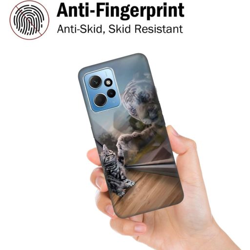 DiaryTown Silikónový obal so zvieracím vzorom pre telefón Xiaomi Redmi Note 12 4G - Ultratenký, odolný proti poškriabaniu a nárazom, TPU ochranný kryt s motívom mačky a tigra