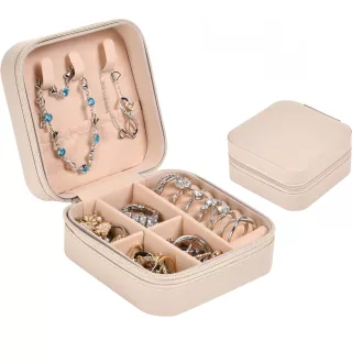   Aucuu utazó ékszertartó doboz női lányoknak, szervezővel, rózsaszín