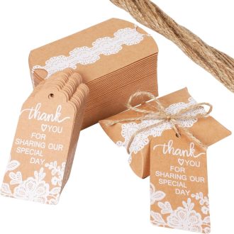   Vintage Poklon Set Kutija - 50 kom Kraft Papir Vjenčane Kutijice Zahvalnica s Juta Uzetom