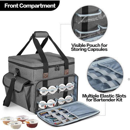 Bartesian koktélgép hűtőtáska - Szigetelt utazótáska kapszulatartóval, szürke