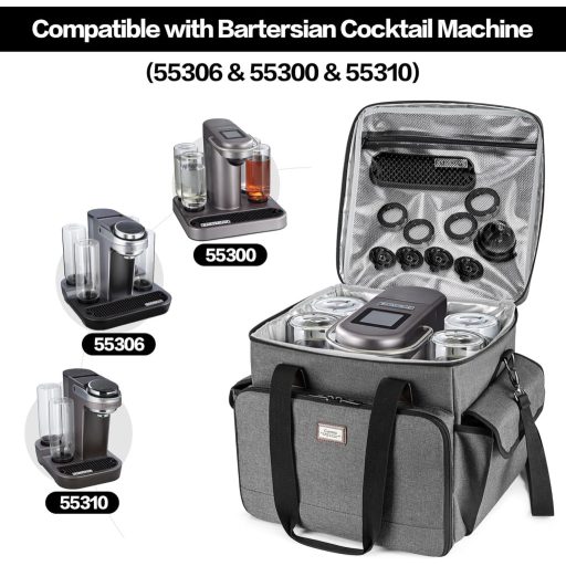 Bartesian koktélgép hűtőtáska - Szigetelt utazótáska kapszulatartóval, szürke