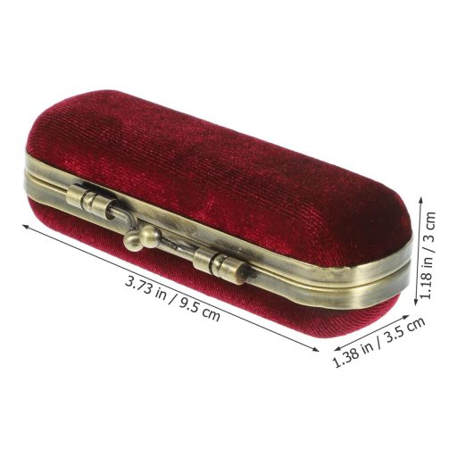 KALLORY Vintage Ajakfény Tartó Tükörrel és Gyöngy Díszítéssel Boros Vörös