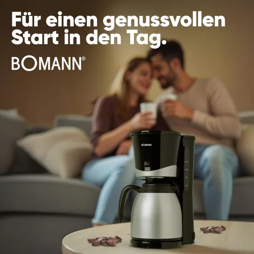 Bomann KA 168 Termosbetétes Kávéfőző 8-10 Csészéhez, 1 Literes Fekete