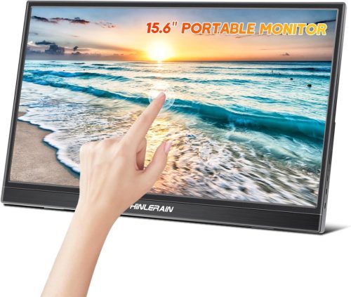 Thinlerain 15,6" Hordozható Érintőképernyős Monitor - Full HD IPS, USB-C/HDMI, 10-pontos Érintés, Beépített Hangszórók, PC/Laptop/Telefon Ko