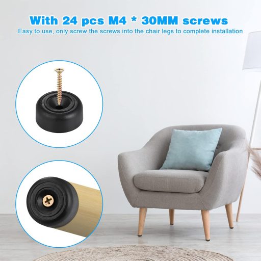 Zocipro 24 db bútor láb 33mm, csavarható bútor görgő, csúszásmentes szekrény láb