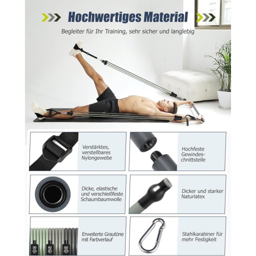 Set Benzi Elastice Fitness ALongSong cu 6 Nivele de Rezistență (20-240 Lbs) - Cu Bară Pilates, Mânere și Ancoră de Ușă - Pentru Antrenament Acasă, Tonifiere