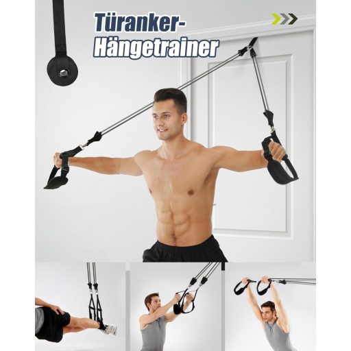 ALongSong Fitnesz Gumiszalag Készlet 6 Ellenállással (20-240Lbs) - Pilates Rúddal, Fogantyúkkal és Ajtórögzítővel - Otthoni Edzéshez, Erősít