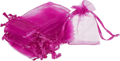 Sourcing Map 100db Rózsavörös Organza Ajándékzacskó 5x7cm - Esküvői, Karácsonyi Ékszertasak